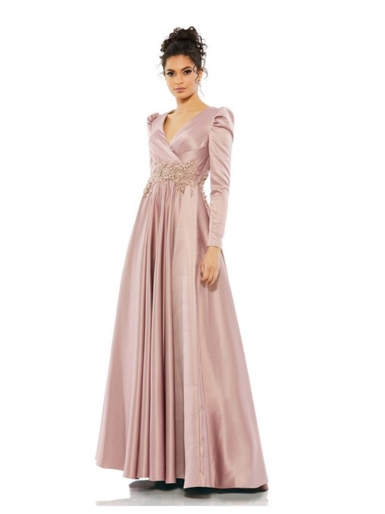 Mac Duggal Dresses & Skirts - Mac Duggal Gown Dress Dusty Rose Long Sleeve Embellished Waist Evening Size 16